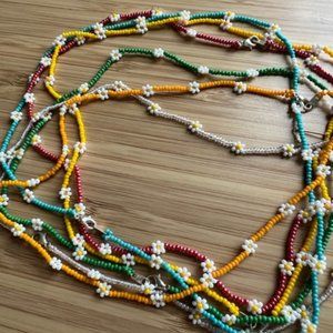 Flower Beaded Necklaces (set of 6)
